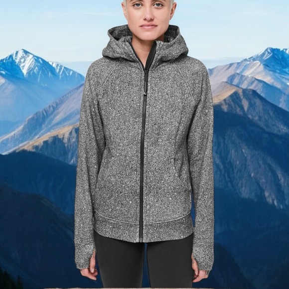 Lululemon Scuba Hoodie Light Cotton Fleece Luminesce Splatter White Black Sz 6 - Picture 1 of 13